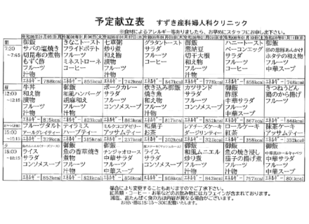 献立表の予定をアップします【1月5日〜1月11日】