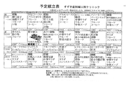 献立表の予定をアップします【2月2日〜2月8日】